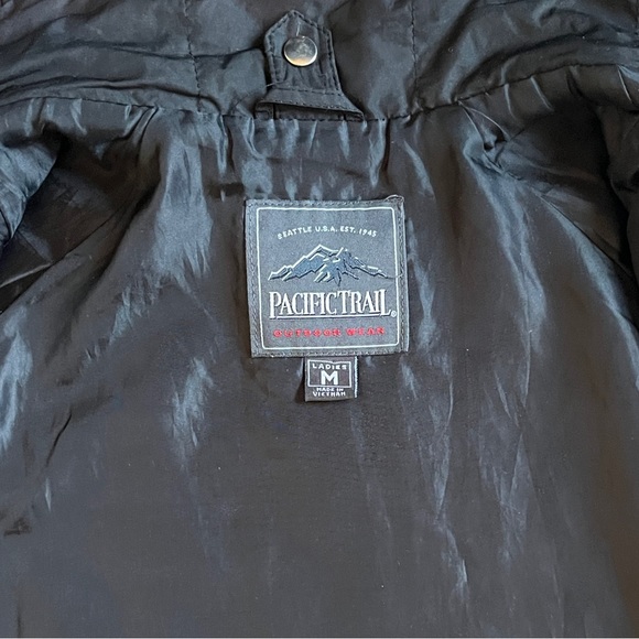 Vintage Women’s Ski Jacket Snow Jacket Puffer 70s 80s Racer Stripe Black Red M L - Picture 5 of 9